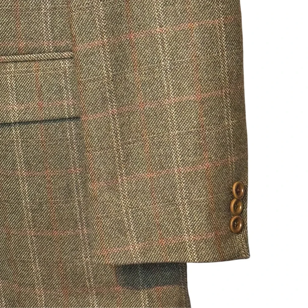 Angelo Nardelli Mens Sport Coat Plaid Check Lined Jacket Wool Cashmere 44R Italy